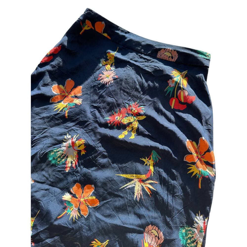 Madewell Blue Floral Maxi Silk Skirt Size 2
